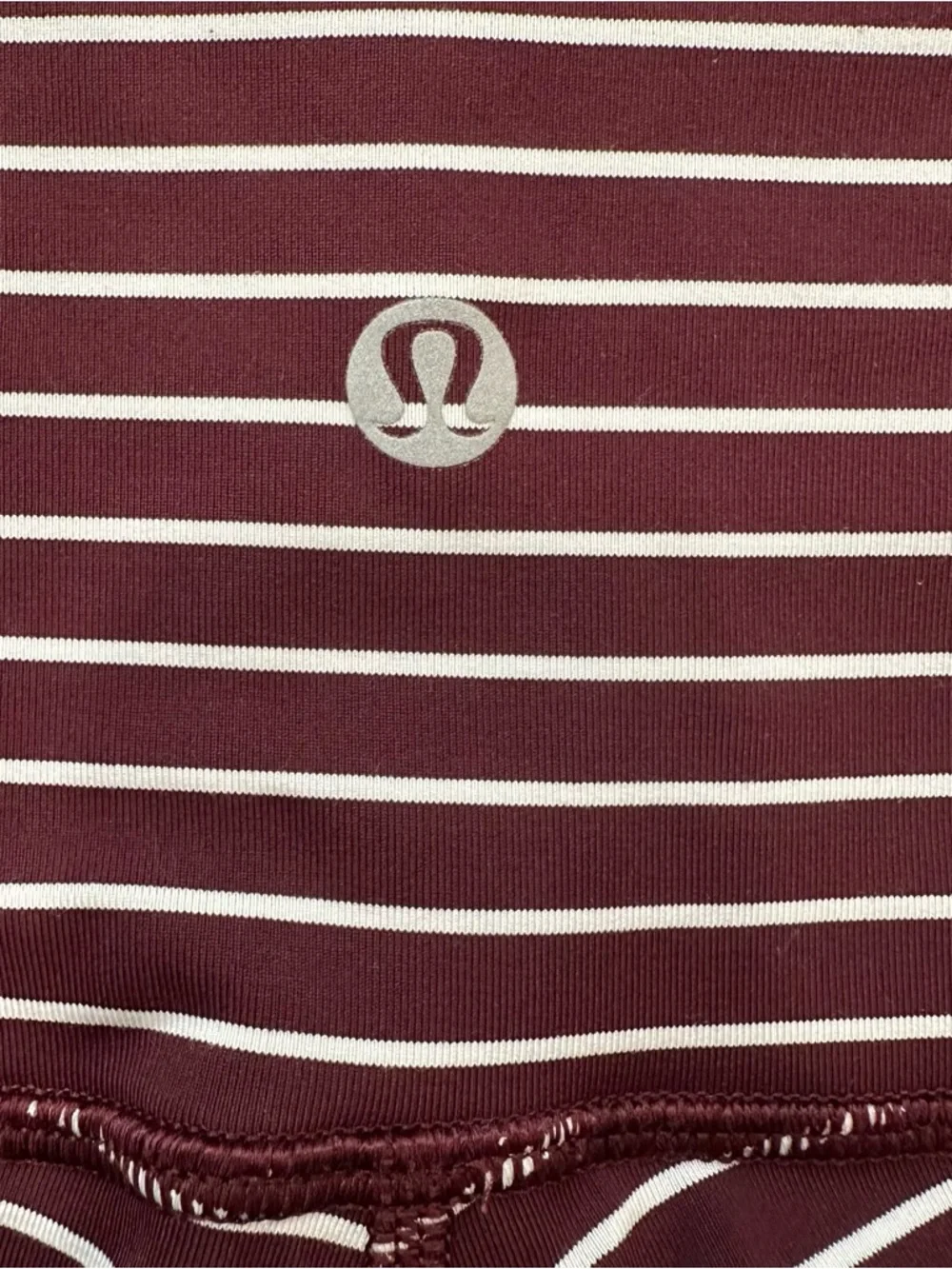 Lululemon Wunder Under Crop High-Rise Burgundy Maroon White Stripes Size 4